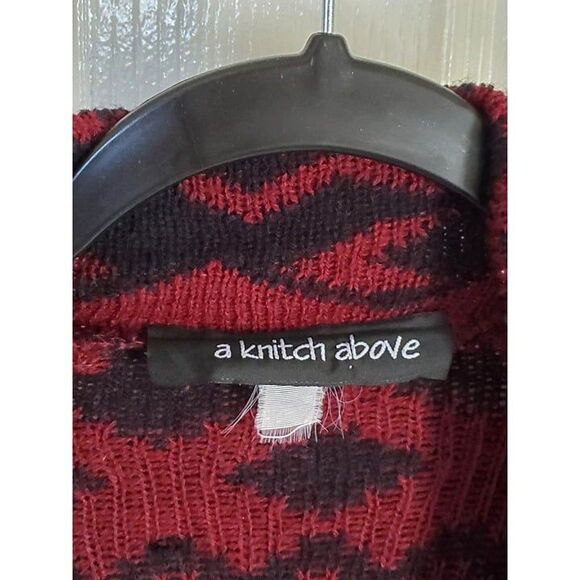 A Knitch Above Womens Sweater Red M Open Front Waterfall Front Ruana Cardigan - Picture 3 of 8